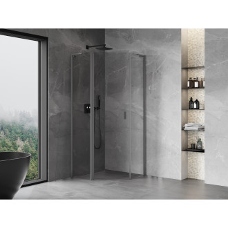 Mexen Mist L pětiúhelníkový výklopný sprchový kout 90 x 90 cm, průhledný, stříbrná metalíza - 8A8L-090-090-95-00