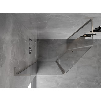 Mexen Mist L pětiúhelníkový asymetrický výklopný sprchový kout 90 x 80 cm transparentní kartáčovaný nikl - 8A8L-090-080-97-00