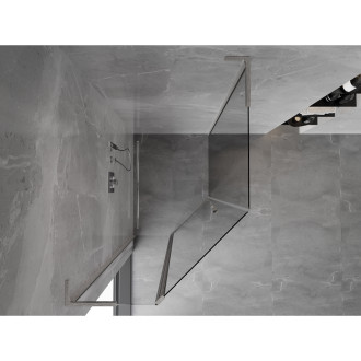 Mexen Mist L pětiúhelníkový asymetrický výklopný sprchový kout 80 x 100 cm transparentní kartáčovaný nikl - 8A8L-080-100-97-00