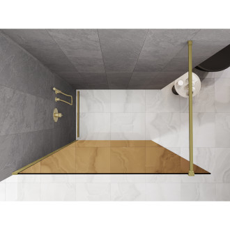 Mexen Kioto Sprchová zástěna 80 x 200 cm, bronz 8 mm, kartáčované zlato - 800-080-101-55-32