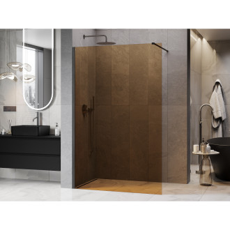 Mexen Kioto Sprchová zástěna 120 x 200 cm, 8 mm hnědá, kartáčovaná pistolově šedá - 800-120-101-66-32