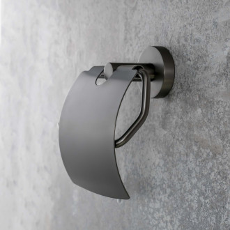 X-ROUND GUN METAL držák toaletního papíru s krytem, gun metal