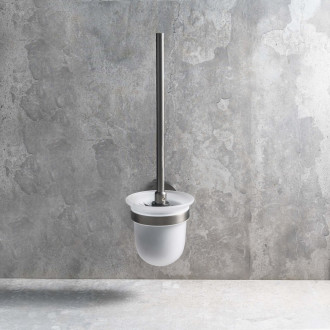 X-ROUND GUN METAL WC štětka závěsná, mléčné sklo, gun metal