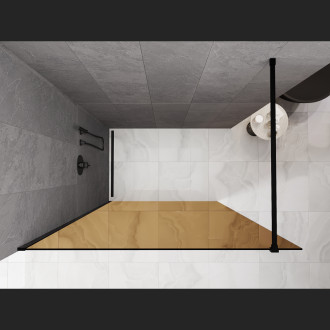 Mexen Kioto Sprchová zástěna 90 x 200 cm, hnědá 8 mm, černá - 800-090-101-70-32