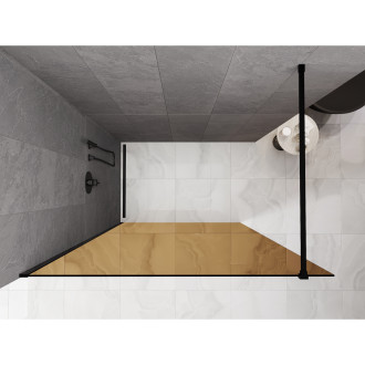 Mexen Kioto Sprchová zástěna 100 x 200 cm, hnědá 8 mm, černá - 800-100-101-70-32