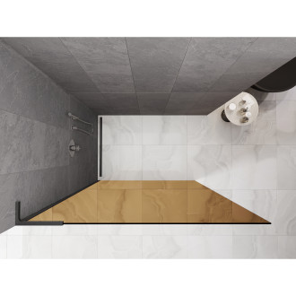 Mexen Kioto L Sprchová zástěna 90 x 200 cm, hnědá, kartáčovaná pistolově šedá - 800-090-103-66-32