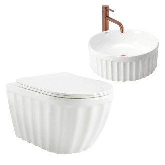 Rea Sada: Závěsná WC mísa + Umyvadlo na desku Rea Duo White KPL-K3005