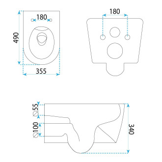 Sada závěsná WC mísa REA Gustavo Rimless + umyvadlo na desku Maya