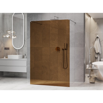 Mexen Kioto volně stojící sprchová zástěna 130 x 200 cm, bronz 8 mm, chrom - 800-130-002-01-32