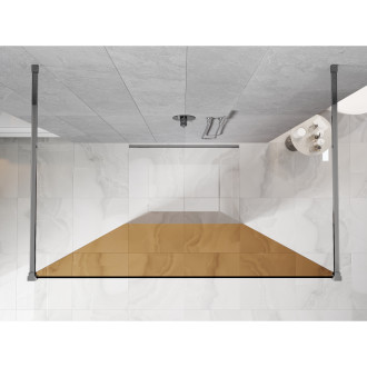 Volně stojící sprchová zástěna Mexen Kioto 140 x 200 cm, bronz 8 mm, chrom - 800-140-002-01-32