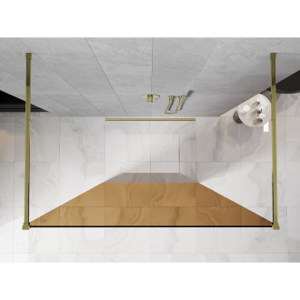 Volně stojící sprchová zástěna Mexen Kioto 100 x 200 cm, bronz 8 mm, zlatá - 800-100-002-50-32
