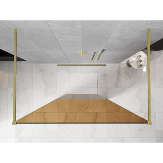 Volně stojící sprchová zástěna Mexen Kioto 120 x 200 cm, bronz 8 mm, kartáčované zlato - 800-120-002-55-32
