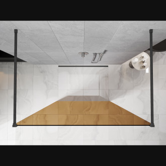 Volně stojící sprchová zástěna Mexen Kioto 140 x 200 cm, 8 mm hnědá, kartáčovaná pistolově šedá - 800-140-002-66-32