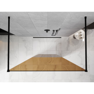 Volně stojící sprchová zástěna Mexen Kioto 120 x 200 cm, 8 mm hnědá, černá - 800-120-002-70-32