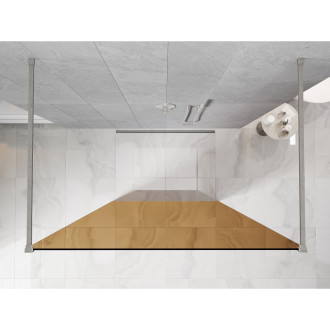 Volně stojící sprchová zástěna Mexen Kioto 100 x 200 cm, bronz 8 mm, kartáčovaný nikl - 800-100-002-97-32