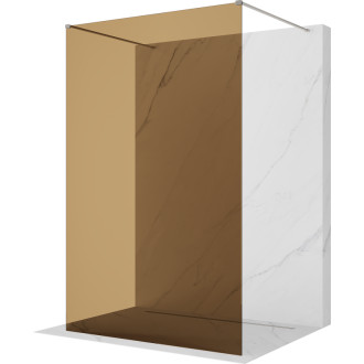Volně stojící sprchová zástěna Mexen Kioto 130 x 200 cm, bronz 8 mm, kartáčovaný nikl - 800-130-002-97-32