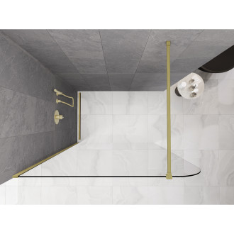 Mexen Kioto-P Sprchová zástěna 130 x 200 cm, 8 mm průhledná, kartáčované zlato - 800-130-101-55-00-P