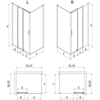 Mexen Exo-3S kabina prysznicowa rozsuwana 100 x 95 cm, transparent, złota - 8153-100-095-50-00