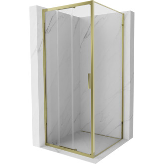 Mexen Exo-3S posuvný sprchový kout 100 x 100 cm, průhledný, zlatý - 8153-100-100-50-00