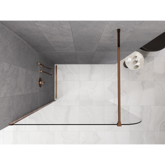 Mexen Kioto-P Sprchová zástěna 140 x 200 cm, 8 mm průhledná, růžové zlato - 800-140-101-60-00-P