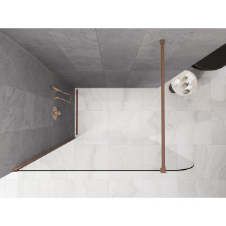 Mexen Kioto-P Sprchová zástěna 120 x 200 cm, 8 mm průhledná, kartáčovaná měď - 800-120-101-65-00-P