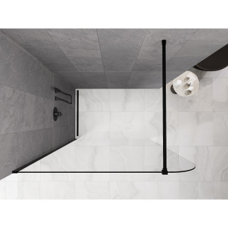 Mexen Kioto-P Sprchová zástěna 130 x 200 cm, 8 mm průhledná, černá - 800-130-101-70-00-P