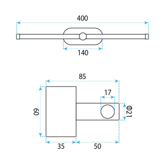 Koupelnové nástěnné LED svítidlo APP1895-1W 40 cm BRUSH COPPER