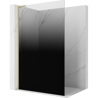 Mexen Kioto L Sprchová zástěna 80 x 200 cm, ombré černá 8 mm, kartáčované zlato - 800-080-103-55-76