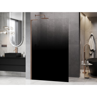Mexen Kioto L Sprchová zástěna 80 x 200 cm, ombré černá 8 mm, kartáčovaná měď - 800-080-103-65-76