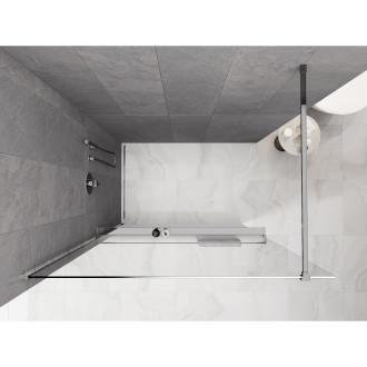 Sprchová zástěna Mexen Kioto+ s poličkou 70 x 200 cm, ombre bílá 8 mm, chrom - 800-070-121-01-86