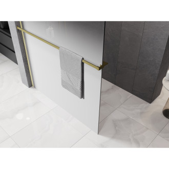 Mexen Kioto+ sprchová zástěna s poličkou 130 x 200 cm, ombré bílá 8 mm, kartáčované zlato - 800-130-121-55-86