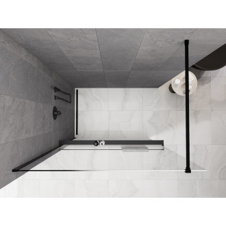Mexen Kioto+ Sprchová zástěna s poličkou 70 x 200 cm, ombre bílá 8 mm, černá - 800-070-121-70-86