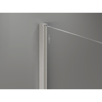 Mexen Kioto+ Sprchová zástěna s poličkou 80 x 200 cm, ombré bílá 8 mm, kartáčovaný nikl - 800-080-121-97-86