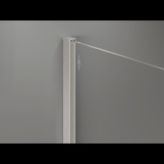 Mexen Kioto+ Sprchová zástěna s poličkou 110 x 200 cm, 8 mm bílá ombre, kartáčovaný nikl - 800-110-121-97-86