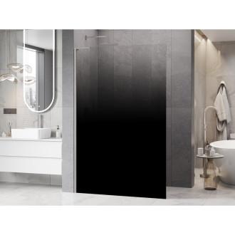 Mexen Kioto L Sprchová zástěna 80 x 200 cm, ombré černá 8 mm, kartáčovaný nikl - 800-080-103-97-76