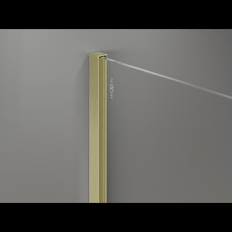 Mexen Kioto+ sprchová zástěna s poličkou 80 x 200 cm, 8 mm černá ombre, kartáčované zlato - 800-080-121-55-76