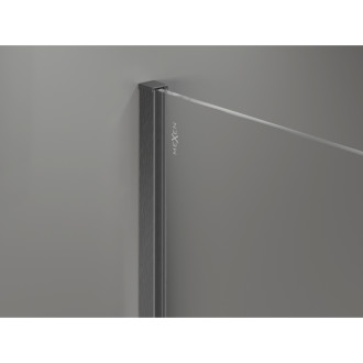 Mexen Kioto+ sprchová zástěna s poličkou 110 x 200 cm, ombré černá 8 mm, kartáčovaná pistole gray - 800-110-121-66-76