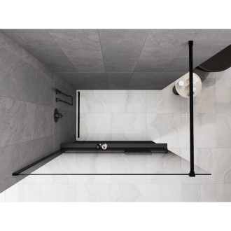 Mexen Kioto+ Sprchová zástěna s poličkou 120 x 200 cm, ombre černá 8 mm, černá - 800-120-121-70-76