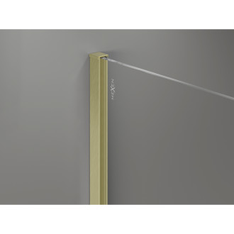 Sprchová zástěna Mexen Kioto+ s poličkou 90 x 200 cm, 8mm bronz, kartáčované zlato - 800-090-121-55-32