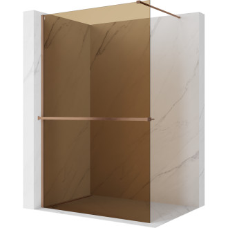 Mexen Kioto+ Sprchová zástěna s poličkou 90 x 200 cm, bronz 8 mm, kartáčovaná měď - 800-090-121-65-32