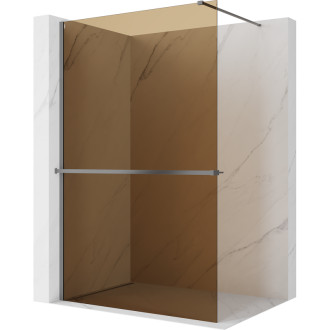 Mexen Kioto+ Sprchová zástěna s poličkou 80 x 200 cm, bronz 8 mm, stříbrná - 800-080-121-95-32
