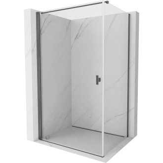 Sprchový kout Mexen Mist-B s výklopným mechanismem 90 x 110 cm, průhledný, kartáčovaná pistolově šedá - 8A2T-090-110-66-00