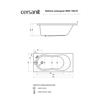 Vana Cersanit Nike 150x70 obdélníková akrylátová, S301-246