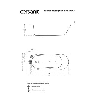 Vana Cersanit Nike 170x70 obdélníková akrylátová, S301-249