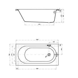 Vana Cersanit Octavia 140x70 obdélníková akrylátová, S301-250