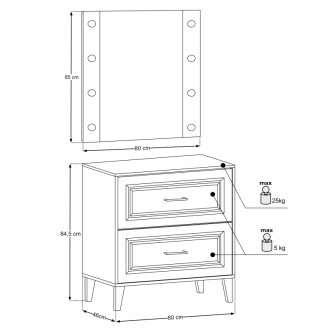 Comad SET-DOR B 80CM MC Nábytková sestava 80 cm s deskou a zrcadlovou skříňkou