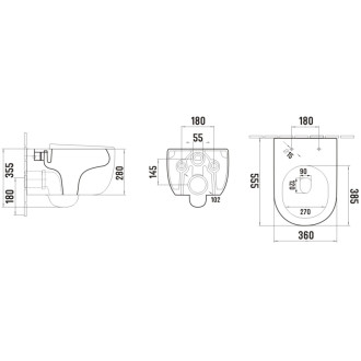 WC mísa Mexen Carmen 2.0 Rimless Tornado s úzkým sedátkem s tlumeným dovíráním, duroplast, lesklá bílá - 3088L4100T