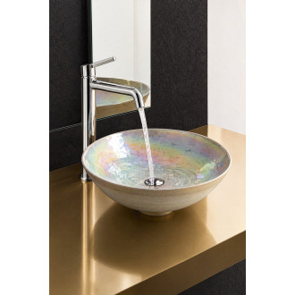 SAND MURANO skleněné umyvadlo na desku, průměr 41cm, sand