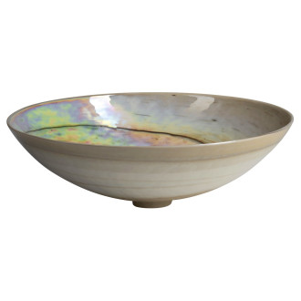 SAND MURANO skleněné umyvadlo na desku, průměr 41cm, sand