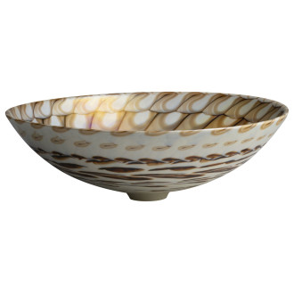 CARAIBI MURANO skleněné umyvadlo na desku, průměr 41cm, ivory/hnědá